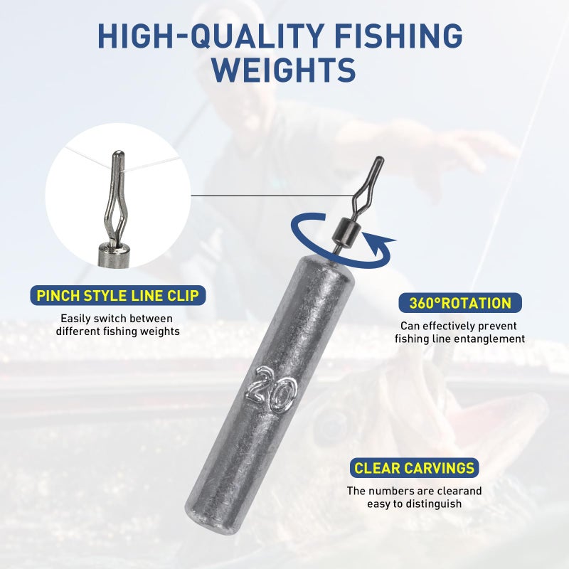 THKFISH مجموعة أوزان الصيد من THKFISH، مجموعة 60 قطعة من أوزان الصيد، خطافات أحمق لصيد الأسماك في المياه المالحة والمياه العذبة، 3/16oz-3/4oz - Image 2